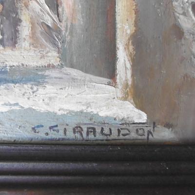 Charles GIRAUDON - Vue de village provençal - Huile sur panneau de bois signée 2