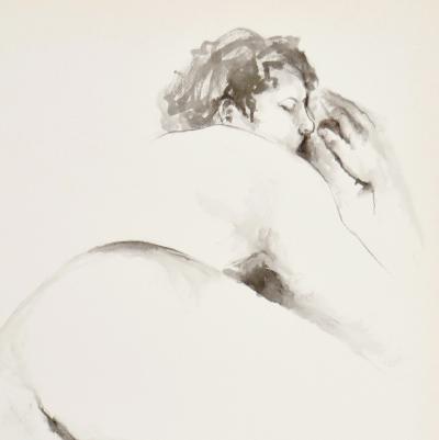Jacqueline OBLIN - Femme nue allongée #6, 1992 - Dessin original signé 2