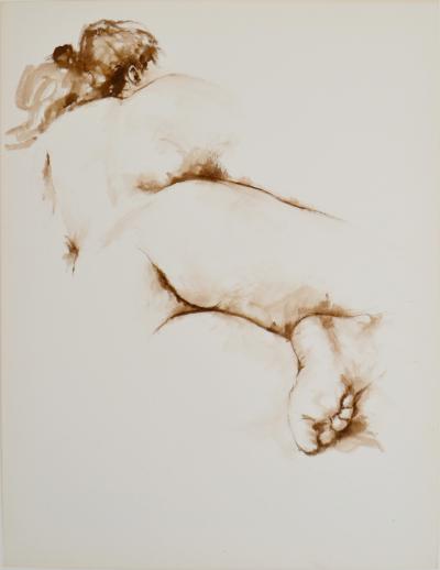 Jacqueline Oblin - Femme nue couchée #2  - Dessin original signé et daté 1992 2