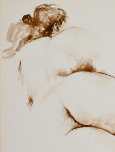 Jacqueline Oblin - Femme nue couchée #2  - Dessin original signé et daté 1992 2