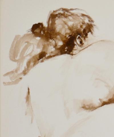 Jacqueline Oblin - Femme nue couchée #2  - Dessin original signé et daté 1992 2