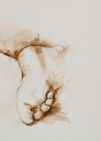 Jacqueline Oblin - Femme nue couchée #2  - Dessin original signé et daté 1992 2