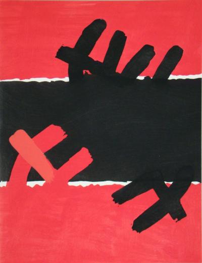 Giuseppe CAPOGROSSI (d’après) - Surface rouge et noire, 1957 - Pochoir en couleurs 2