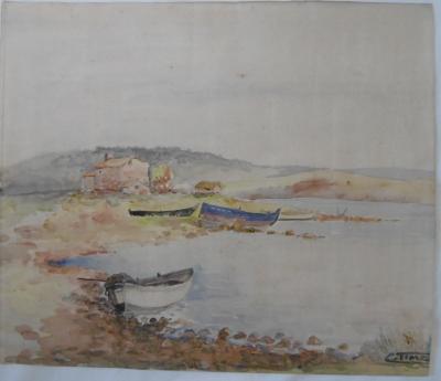 Charles TIMSIT - Paysage de bord de mer, 1934 - Aquarelle Signée 2