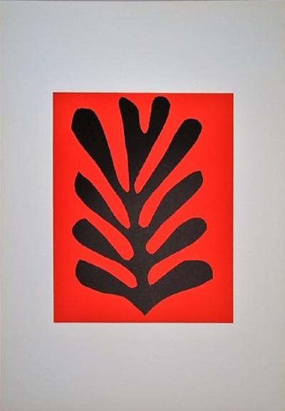 HENRI MATISSE (d’après) - Feuille sur fond rouge, 1965, Lithographie en couleurs 2