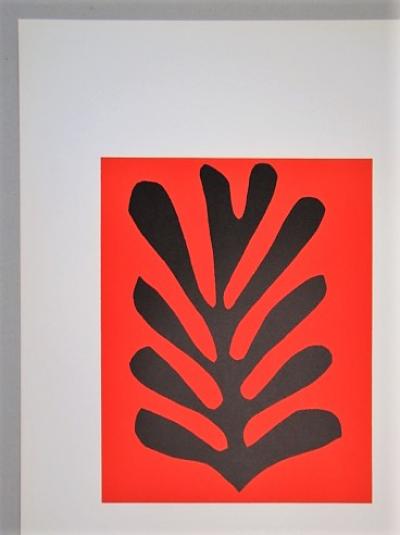 HENRI MATISSE (d’après) - Feuille sur fond rouge, 1965, Lithographie en couleurs 2