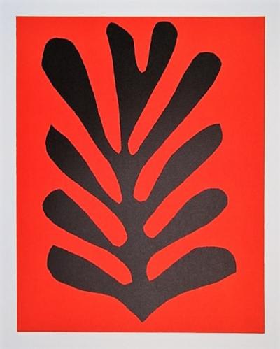 HENRI MATISSE (d’après) - Feuille sur fond rouge, 1965, Lithographie en couleurs 2
