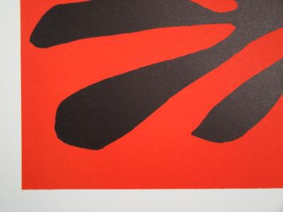 HENRI MATISSE (d’après) - Feuille sur fond rouge, 1965, Lithographie en couleurs 2