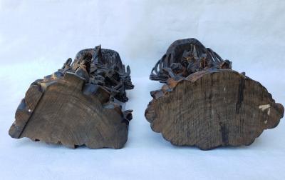 Indonésie -  Paire de Sculptures en bois, 