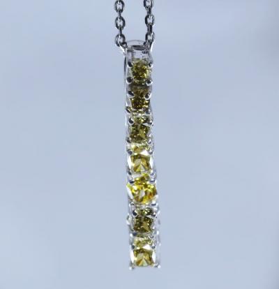 White Gold Designer Fancy Color Diamond Pendant Necklace : 14 K / 585 2