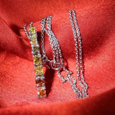 White Gold Designer Fancy Color Diamond Pendant Necklace : 14 K / 585 2