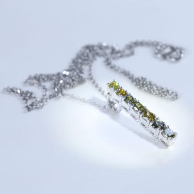 White Gold Designer Fancy Color Diamond Pendant Necklace : 14 K / 585 2