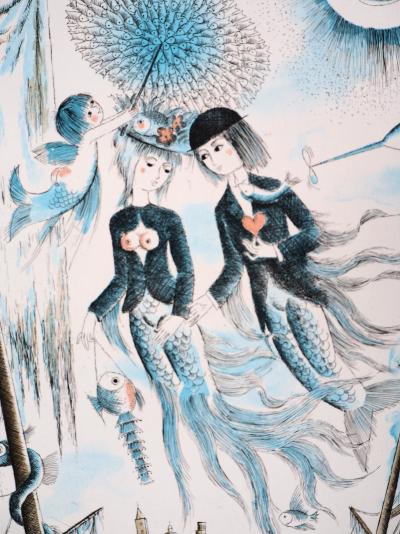 Raymond PEYNET : Signe du zodiaque, Poissons  - Gravure originale signée 2