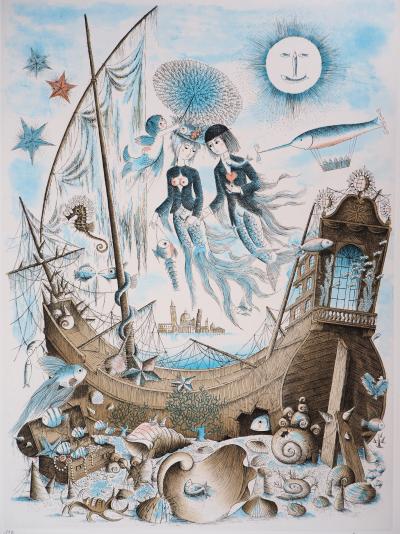 Raymond PEYNET : Signe du zodiaque, Poissons  - Gravure originale signée 2