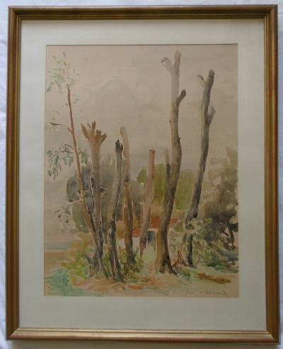 Charles TIMSIT - Paysage de Foret - Aquarelle signée 2