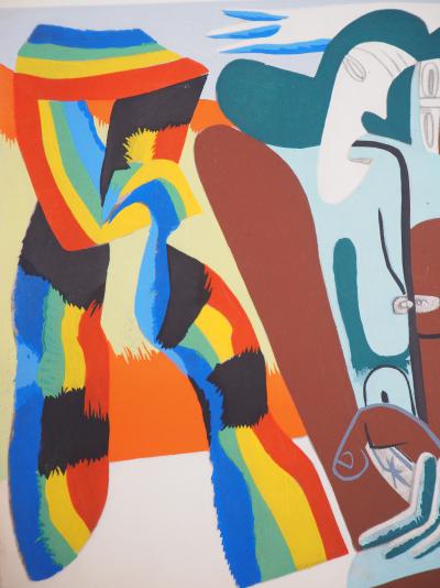 LE CORBUSIER - Two women and a colourful scarf , 1938 - Lithograph 2
