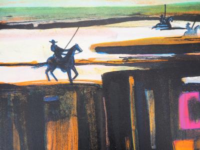 Georges BRIATA : Cavaliers dans un paysage, Lithographie Originale Signée 2