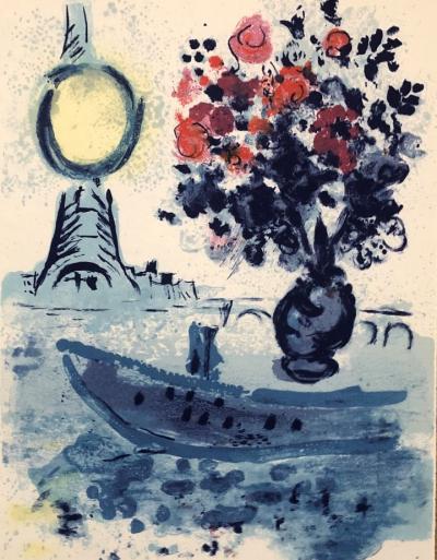 Marc CHAGALL - Bateau mouche au bouquet, 1962 - Lithographie 2