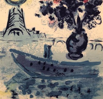 Marc CHAGALL - Bateau mouche au bouquet, 1962 - Lithographie 2