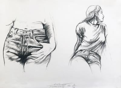 Ernest PIGNON-ERNEST - Etude de fille, 1998 - Lithographie signée au crayon 2