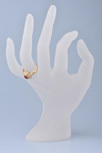 Bague marguerite solitaire rubis et diamants en or jaune 2