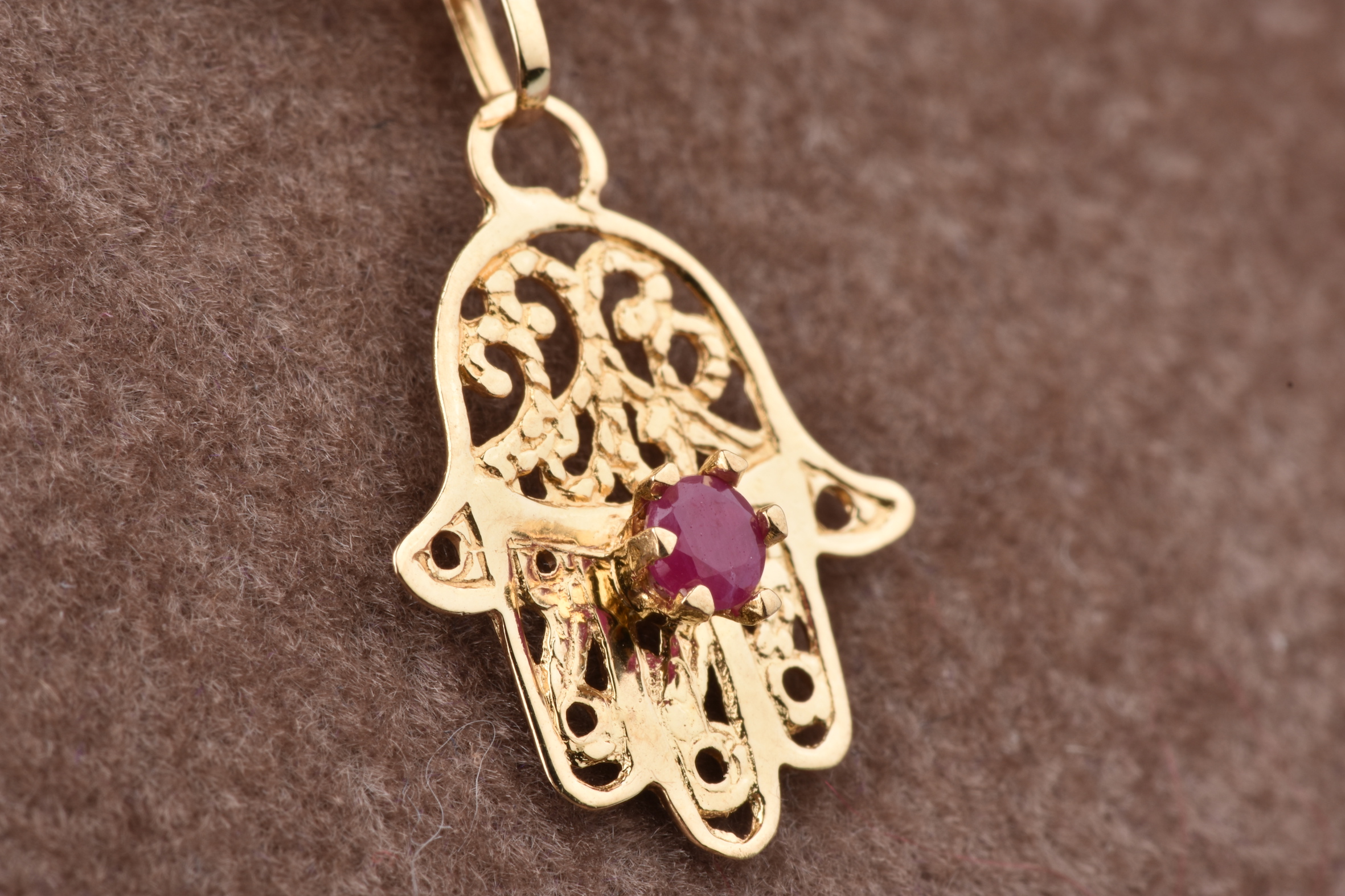 Pendentif Ancien Main De Fatma (Khamsa) En Or Jaune 18 Carats (750/1000) - Filigrané