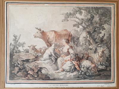Gilles Demarteau d’après Jean-Baptiste Huet - La jeune bergère / Le jeune berger, XVIIIe siècle, Gravures 2