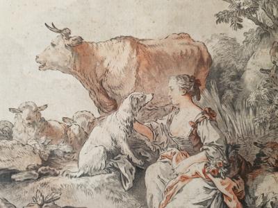 Gilles Demarteau d’après Jean-Baptiste Huet - La jeune bergère / Le jeune berger, XVIIIe siècle, Gravures 2