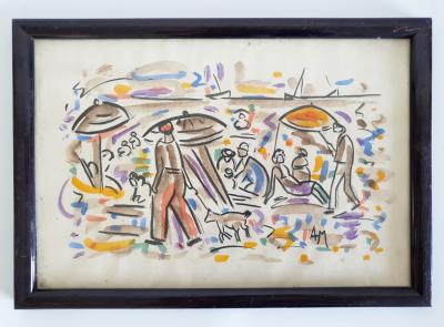 André Maurice - St Tropez / La Plage, vers 1960, Deux Aquarelles signées 2
