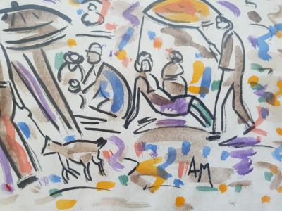 André Maurice - St Tropez / La Plage, vers 1960, Deux Aquarelles signées 2
