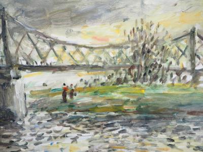 Jean-Jacques RENÉ (1943) - Rouen, pont aux Anglais, signed oil on canvas 2