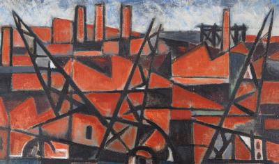 Lino MELANO : Docks et Manufactures - Huile sur toile, Signée, 1956 2