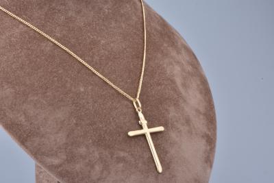 Pendentif Grande croix Chrétienne en or jaune lisse 18 carats 2