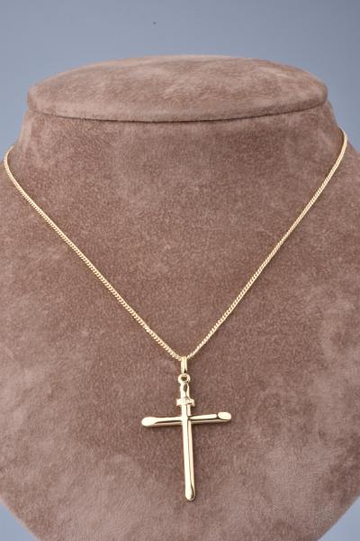 Pendentif Grande croix Chrétienne en or jaune lisse 18 carats 2