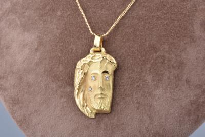 Oxides pendant face of Jesus Christ in 18k yellow gold 2