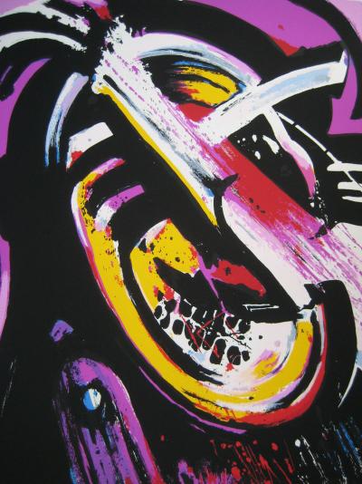 John CHRISTOFOROU - Visage violet, Lithographie signée 2