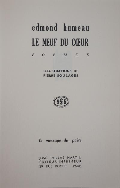 Pierre SOULAGES : Le Neuf du Coeur - Gravure originale signée au crayon, 1956 2