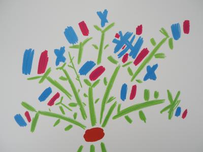 Pablo PICASSO : Le bouquet bleu, blanc, rouge - Lithographie signée 2