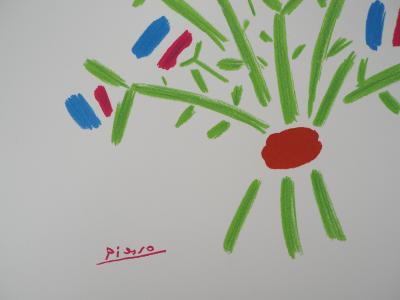 Pablo PICASSO : Le bouquet bleu, blanc, rouge - Lithographie signée 2