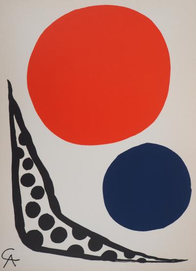 Alexander CALDER - Composition au ballon rouget et bleu,1964 - Lithographie 2