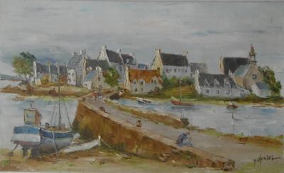 Y Choriol - Hameau de Saint-Cado, 1980, huile sur toile signée 2