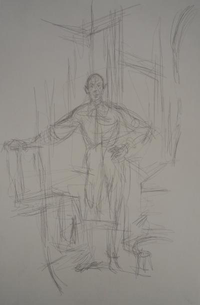 Alberto GIACOMETTI (d’après) : Homme appuyé sur une chaise - Lithographie 2