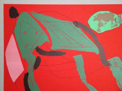 Marino MARINI - Cheval sur fond rouge, 1970 - Lithographie originale 2