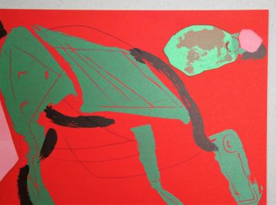 Marino MARINI - Cheval sur fond rouge, 1970 - Lithographie originale 2