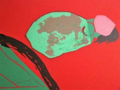 Marino MARINI - Cheval sur fond rouge, 1970 - Lithographie originale 2