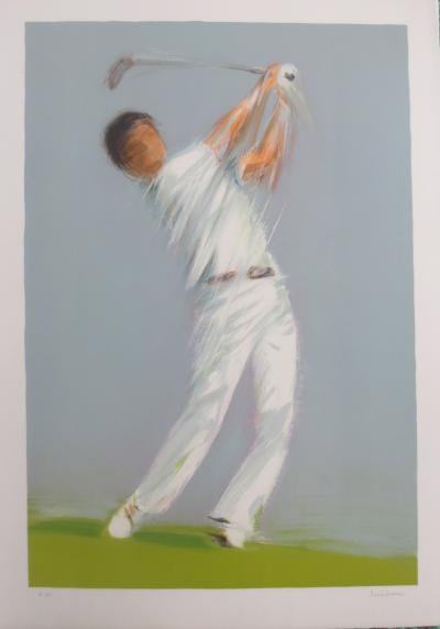 Pierre DOUTRELEAU - Golfista - Litografía firmada al lápiz 2