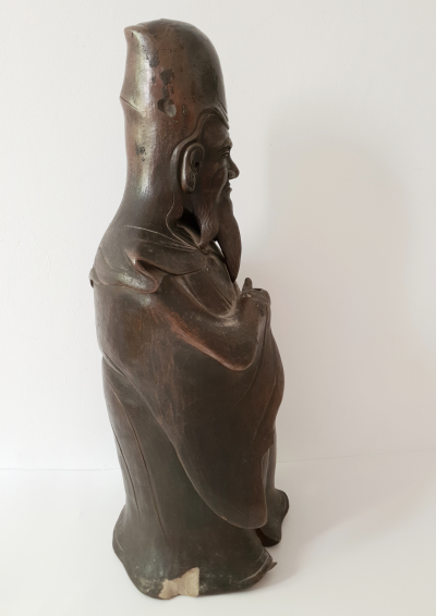 Chine - Milieu du XXe siècle - Sculpture de Shou Xing en Terre cuite 2