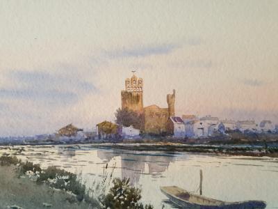 Alphonse Rey (1865-1938) - Les Saintes Maries de la Mer - Aquarelle - Début du XXe siècle 2