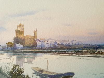 Alphonse Rey (1865-1938) - Les Saintes Maries de la Mer - Aquarelle - Début du XXe siècle 2