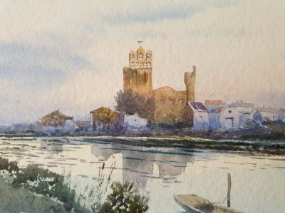 Alphonse Rey (1865-1938) - Les Saintes Maries de la Mer - Aquarelle - Début du XXe siècle 2